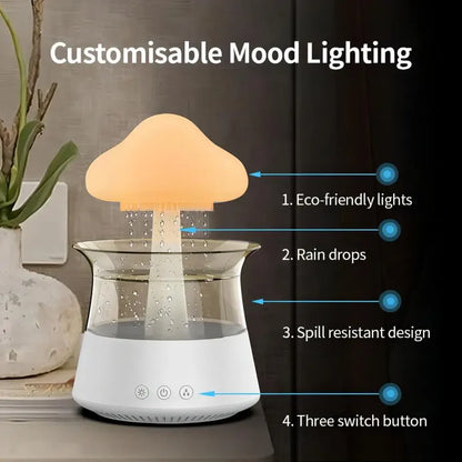 Relax Cloud Rain Diffuser: Ultrasonic Aromatherapy Humidifier with Colorful Lamp